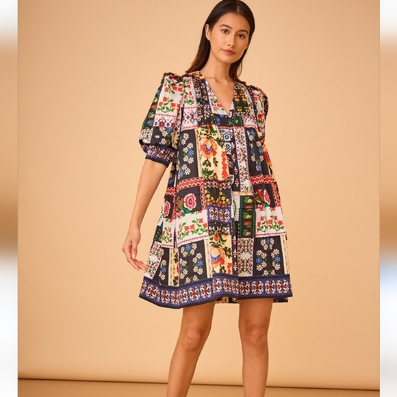 Hunter Bell Multicolor Patchwork Dress NWT Sz XS